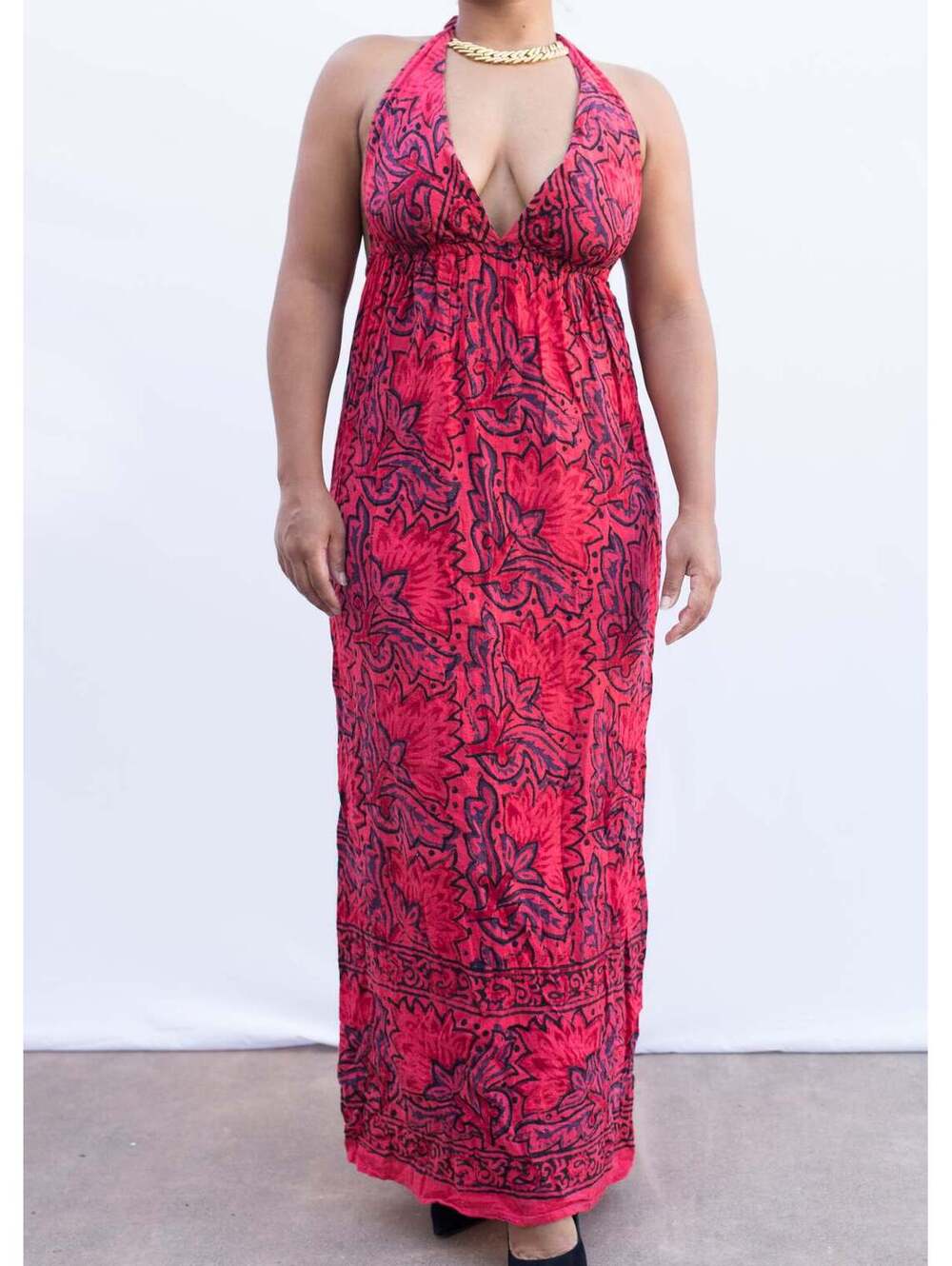 Red & Black Halter Dress